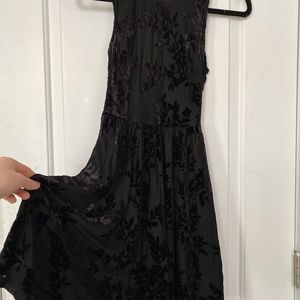 Black opaque mesh and velvet Dress